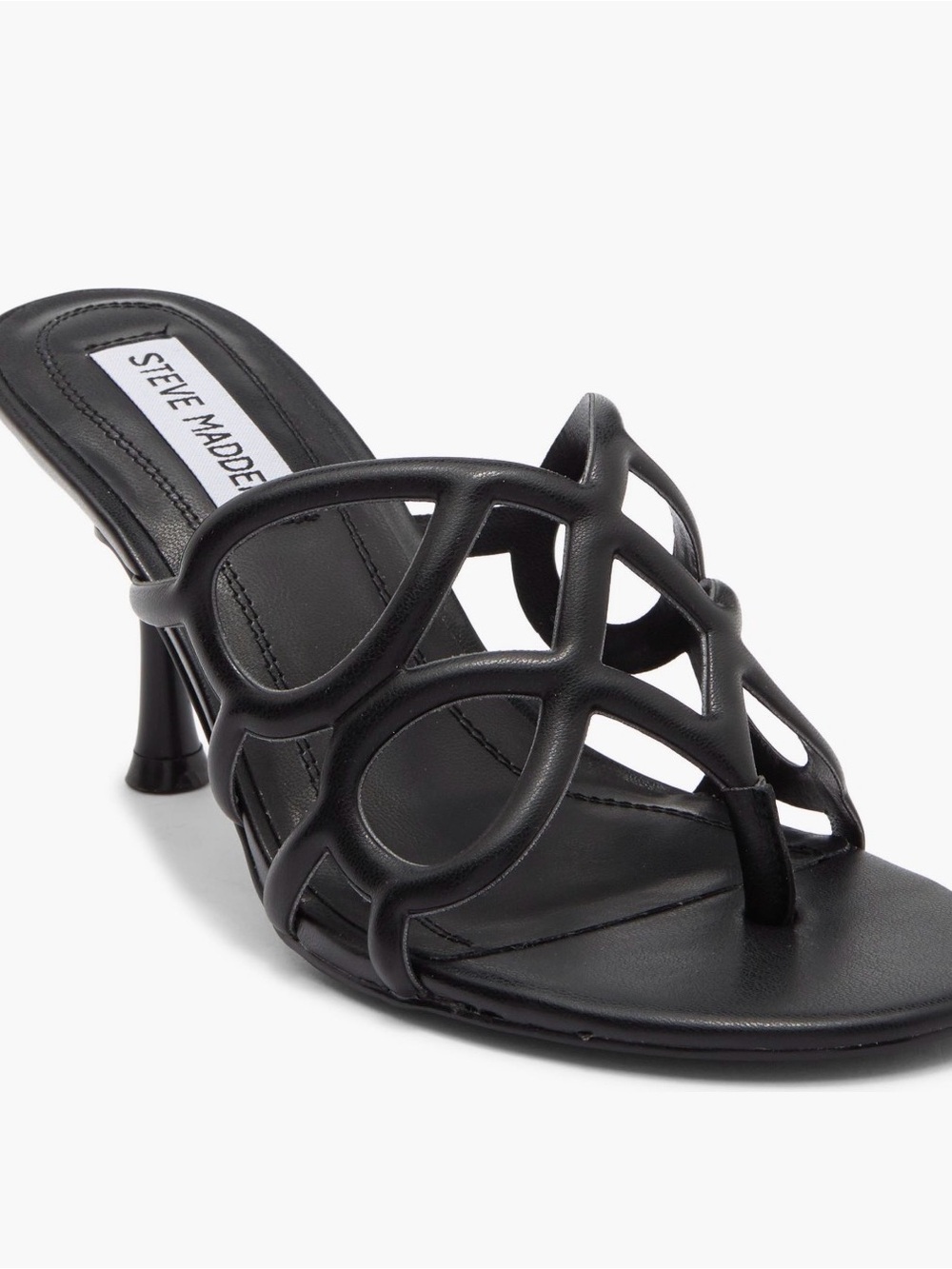 Steve Madden Black Cutout Strappy Mid-Heel Sandals